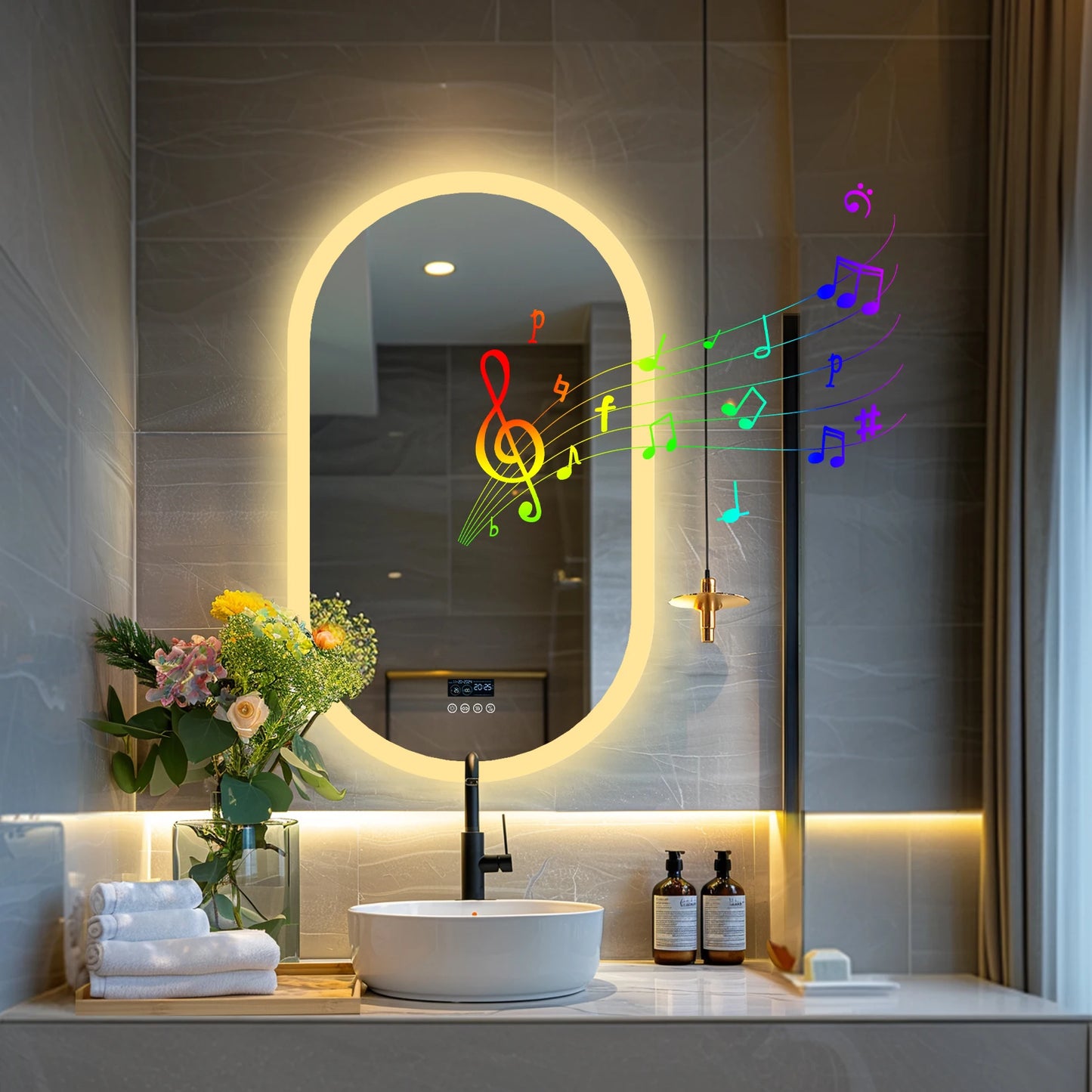 Wisfor Oval LED Bathroom Mirror With Lights 3 Color Temperature