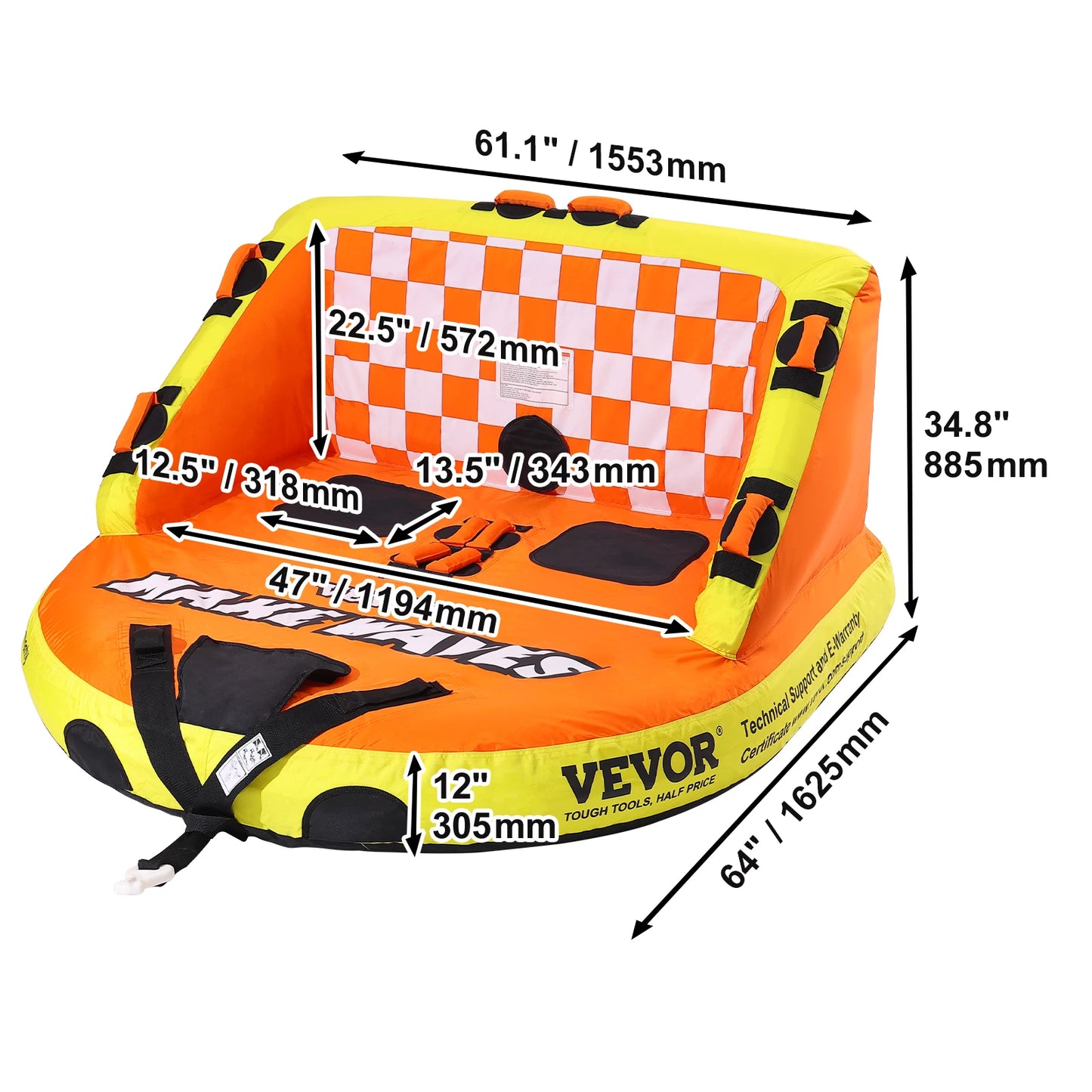 SucceBuy Towable Tube For Boating 3 Person Water Sports