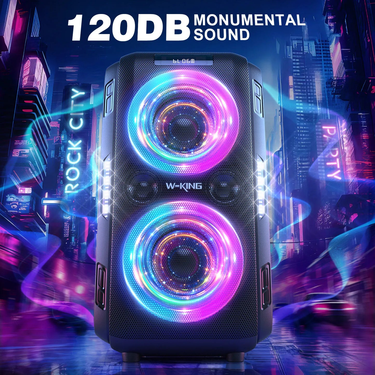 W-King 250W Bluetooth Speaker Portable Party Boombox V5.3 120dB