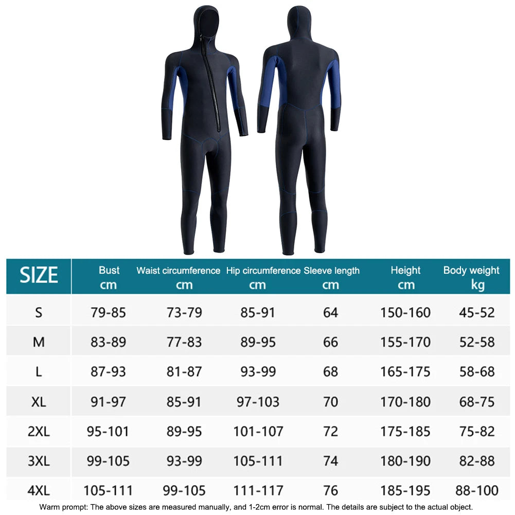 APWIKOGER Neoprene Hooded Wetsuit for Diving and Water Sports