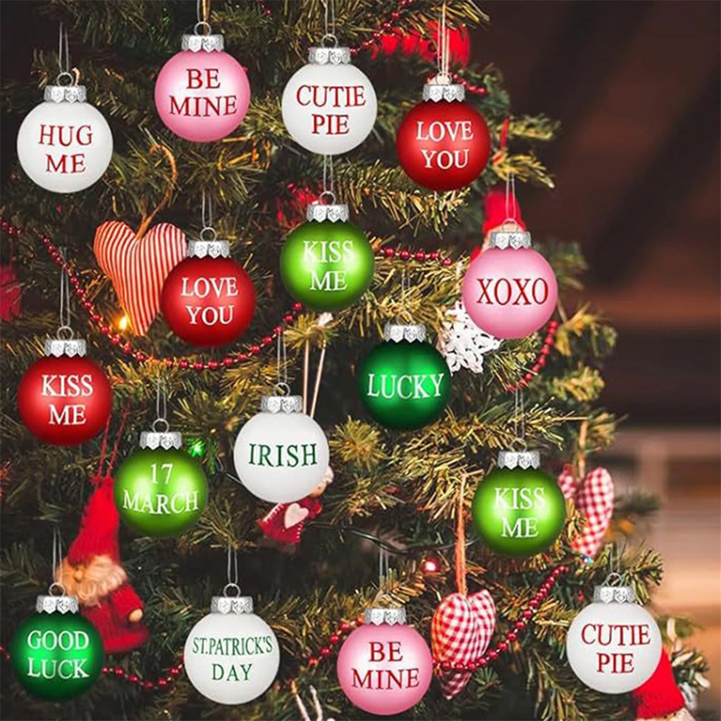 St Patrick Shamrock Hanging Decorations Set of 12 Clover Ornaments