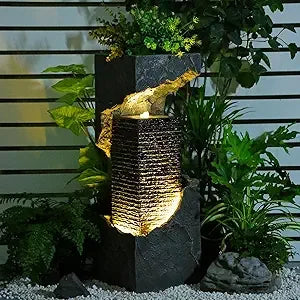 Bumilgar Outdoor Water Fountain With LED Lights Standing Indoor Outdoor