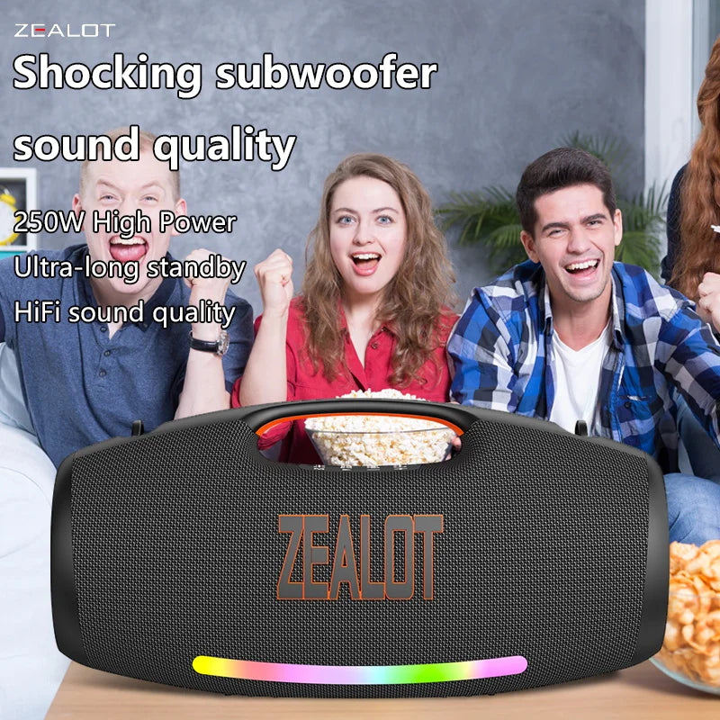 Zealot S89 250W Portable Bluetooth Speaker Waterproof 48000mAh RGB Light