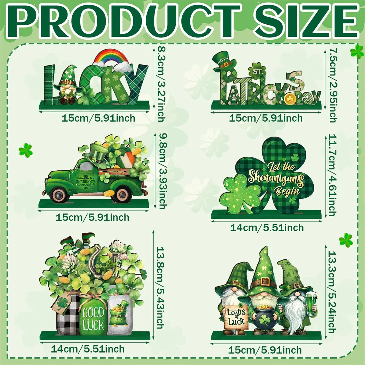 St Patrick's Day Irish Luck Table Centerpieces Set of 6