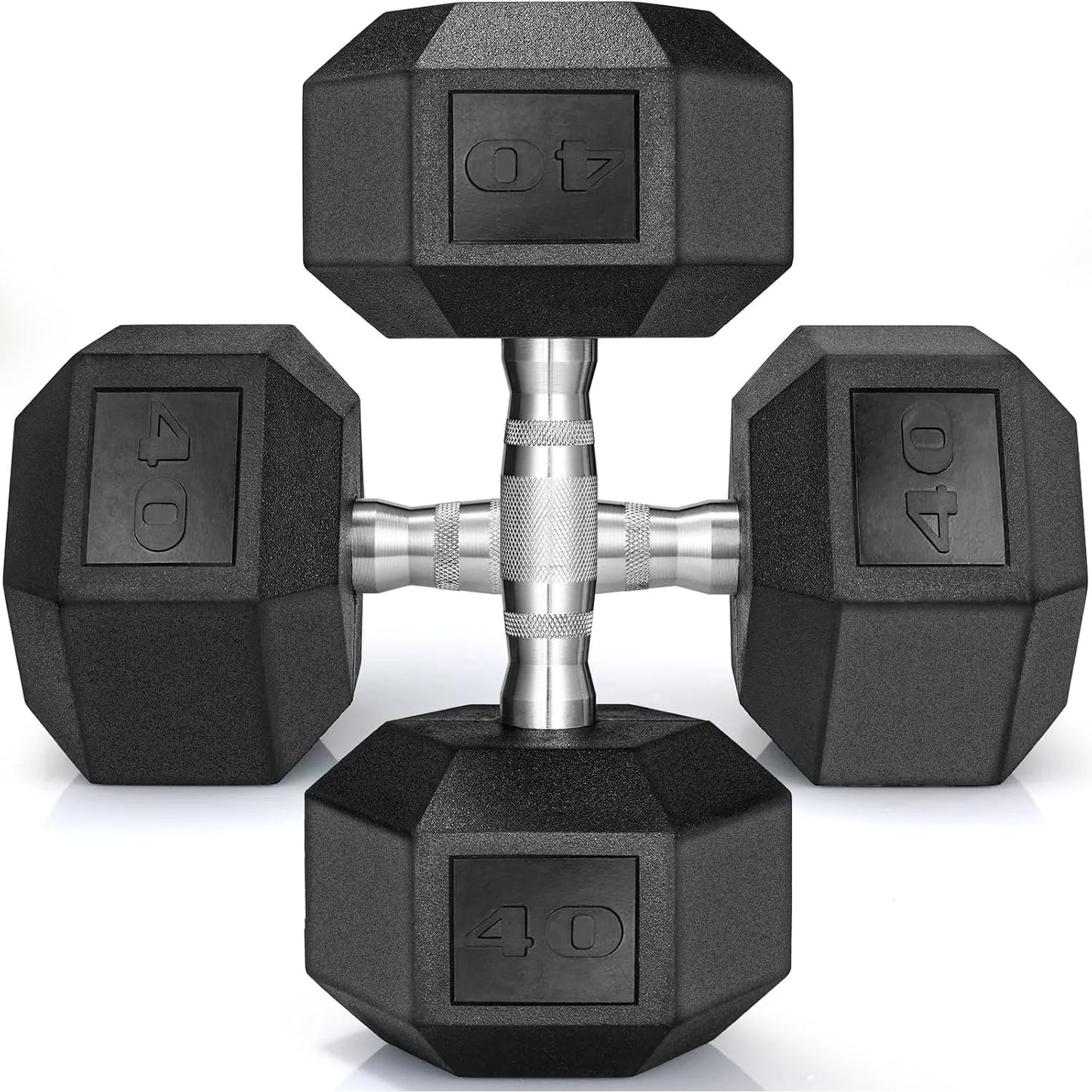 Rubber Hex Dumbbell Set Cast Iron Hand Weights 2 Pack