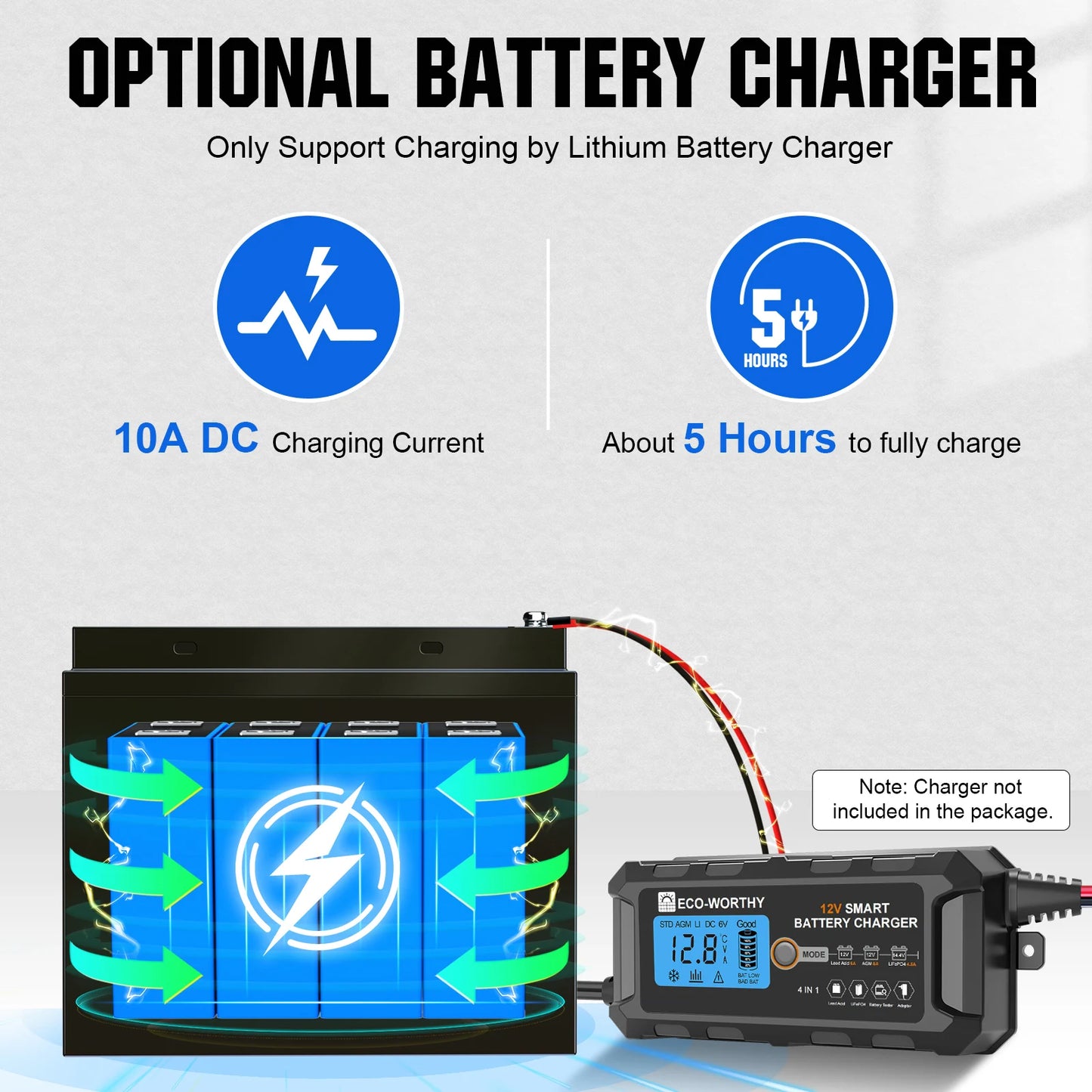 ECO-WORTHY 12V 50Ah LiFePO4 Trolling Motor Battery With BMS