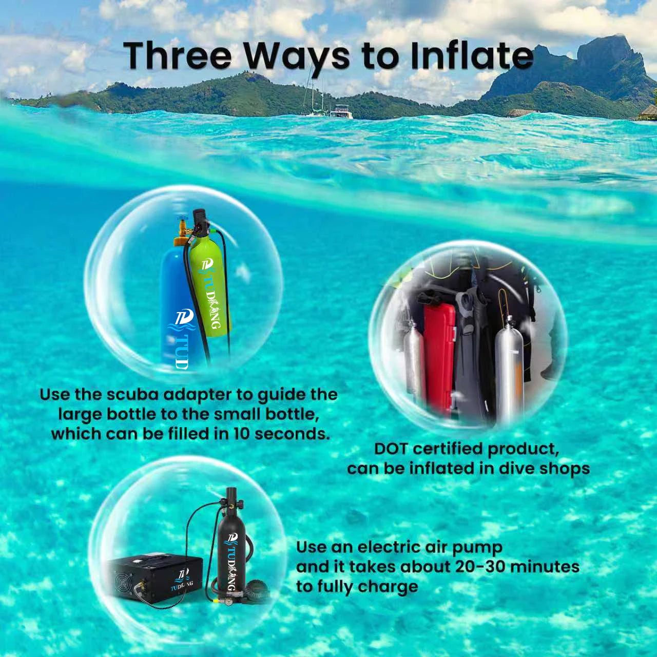 TUDIVING S700Plus Portable Scuba Tank For 30 To 45 Minutes Breathing Time