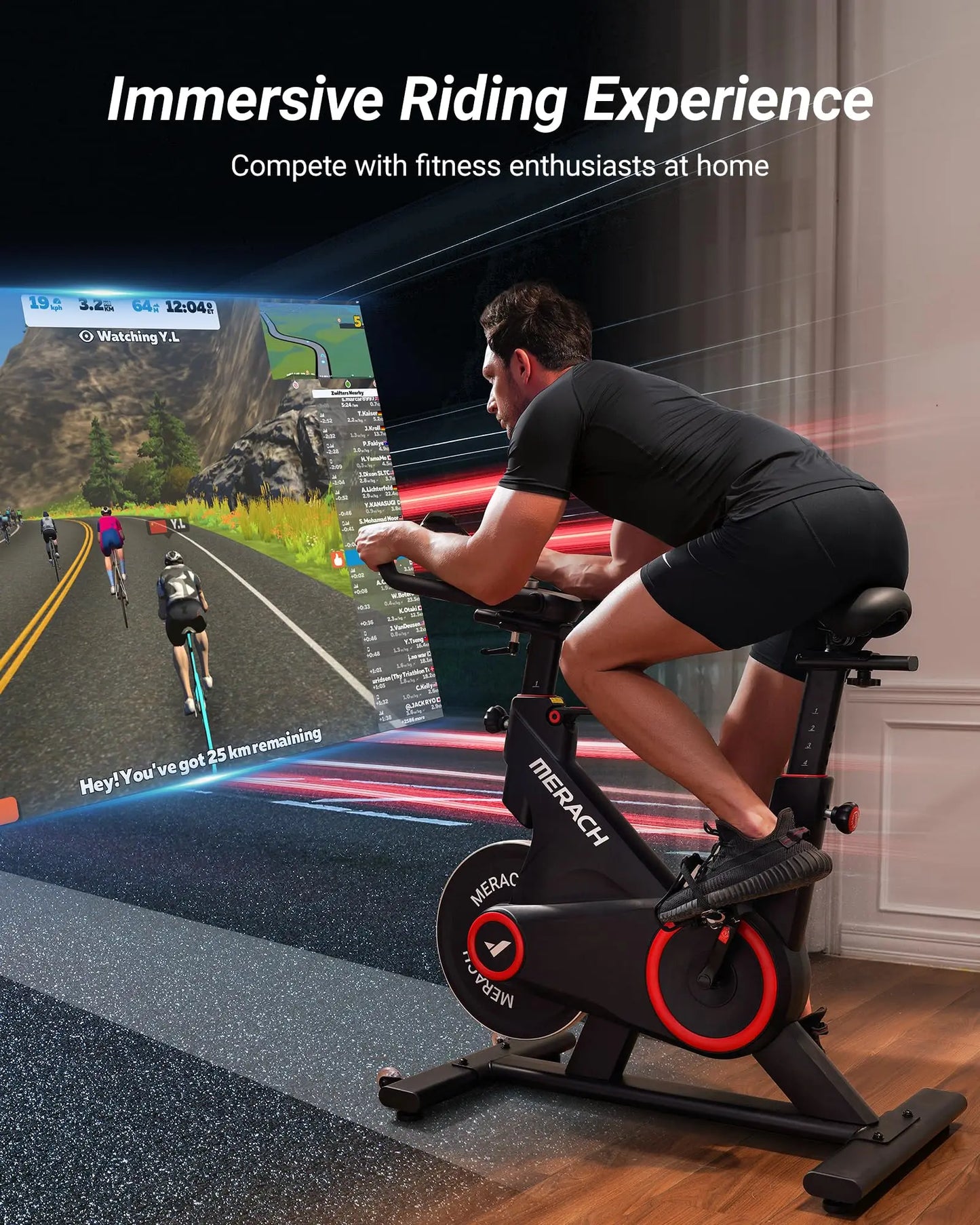 Merach Indoor Exercise Bike With Auto Resistance Bluetooth App Data Tracking