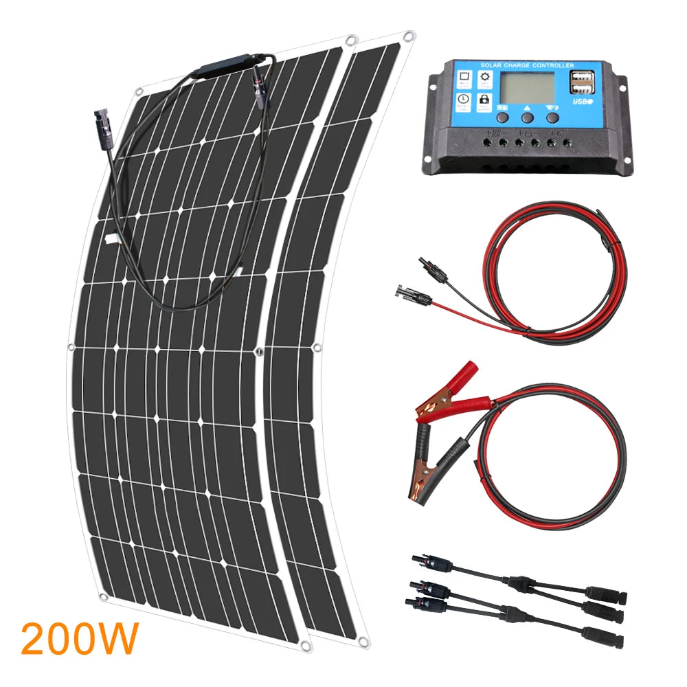 ASUNERGE 12V Flexible Waterproof Monocrystalline Solar Panel For RV