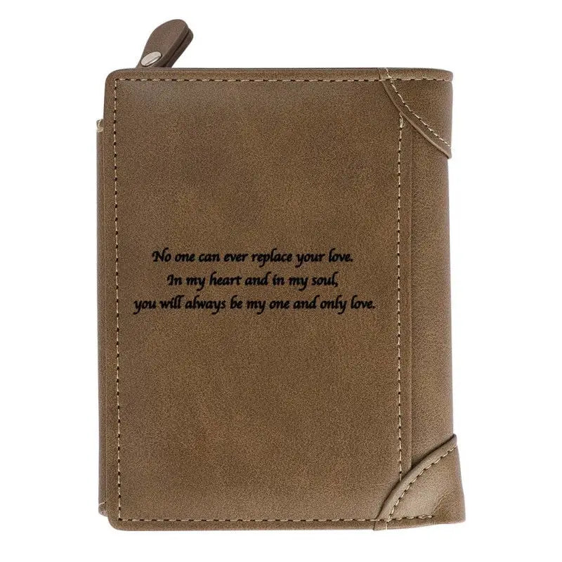 Zciti Custom Photo Engraved Wallet PU Leather Three Fold Vertical Wallet