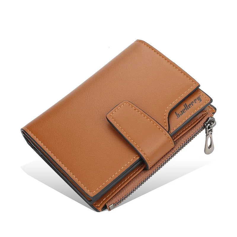 ZcitiCN High-Capacity PU Leather Tri-Fold Wallet With Zipper Coin Pocket