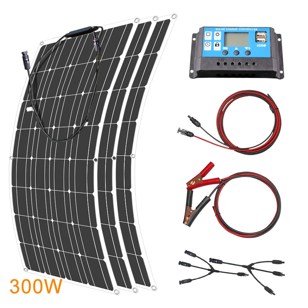 ASUNERGE 12V Flexible Waterproof Monocrystalline Solar Panel For RV