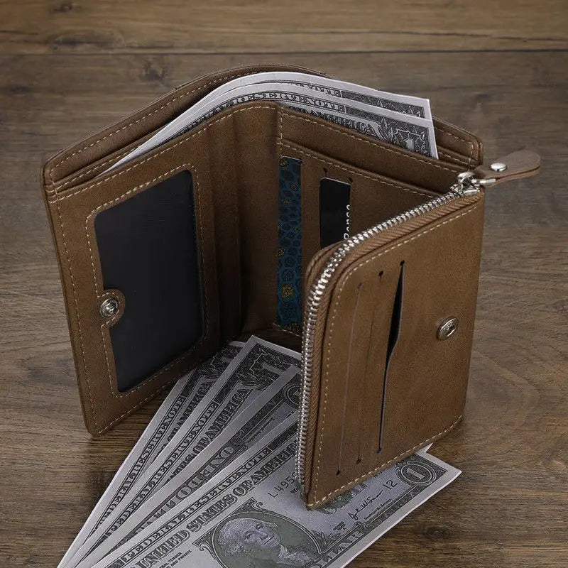 Zciti Custom Photo Engraved Wallet PU Leather Three Fold Vertical Wallet