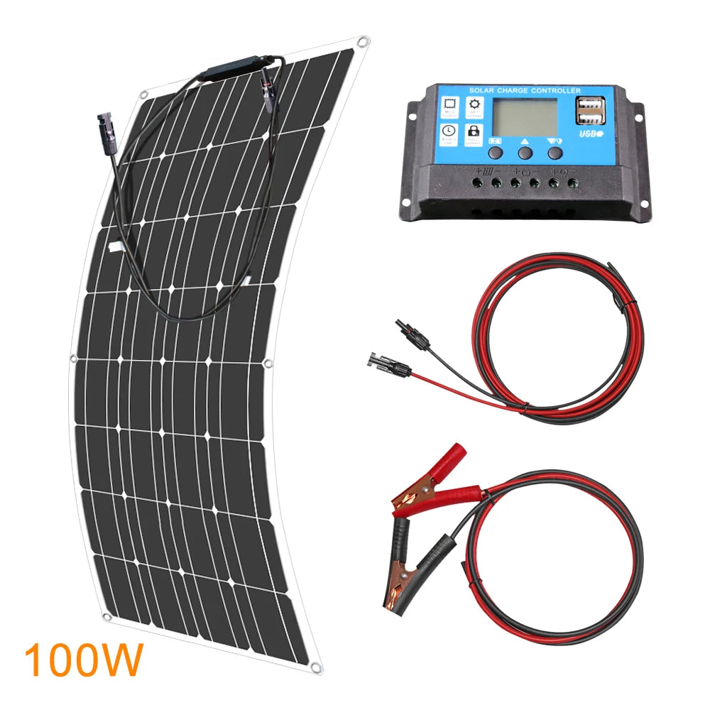 ASUNERGE 12V Flexible Waterproof Monocrystalline Solar Panel For RV