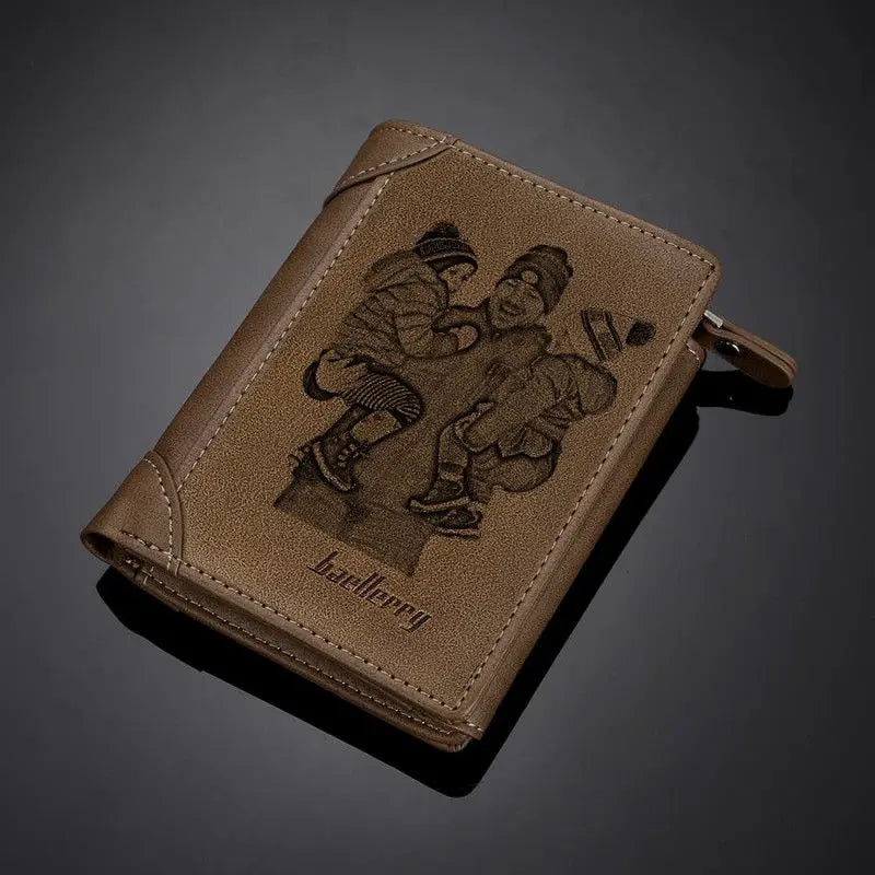 Zciti Custom Photo Engraved Wallet PU Leather Three Fold Vertical Wallet