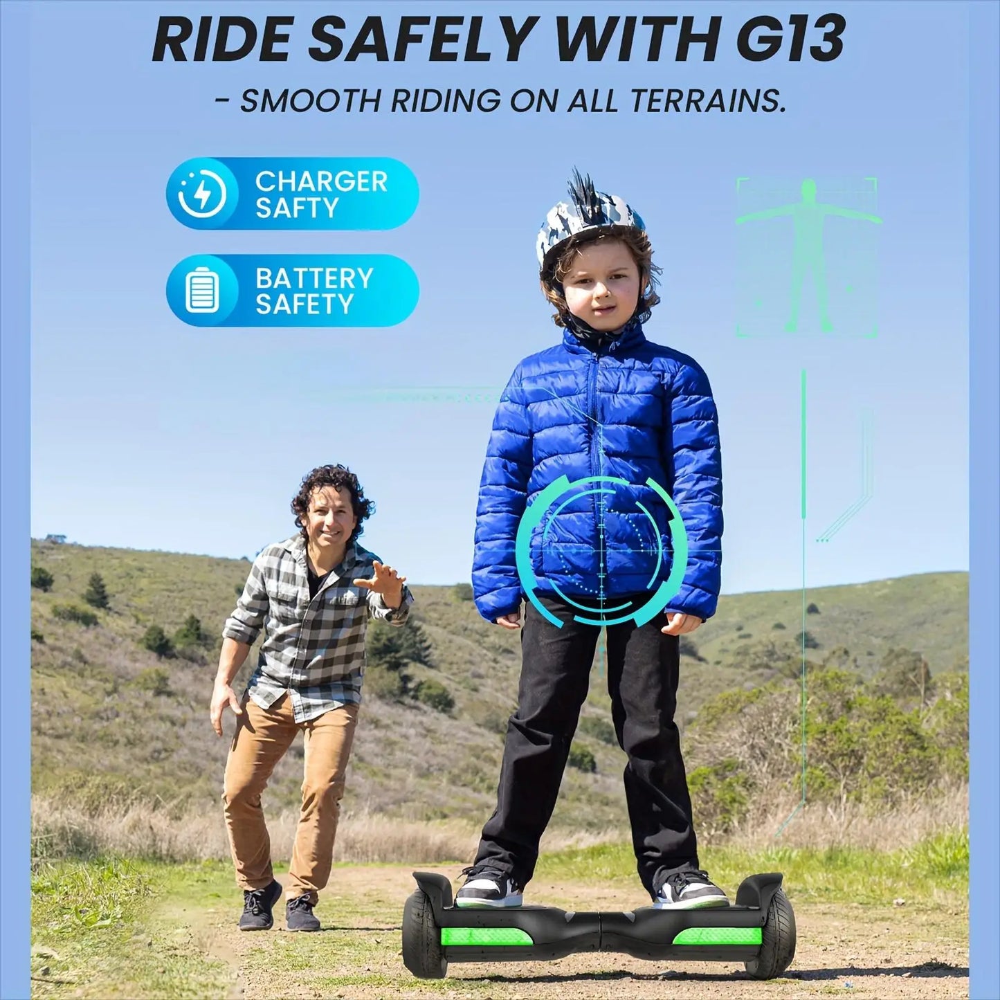 GYROORCE All Terrain Self Balancing Hoverboard With LED Lights Bluetooth