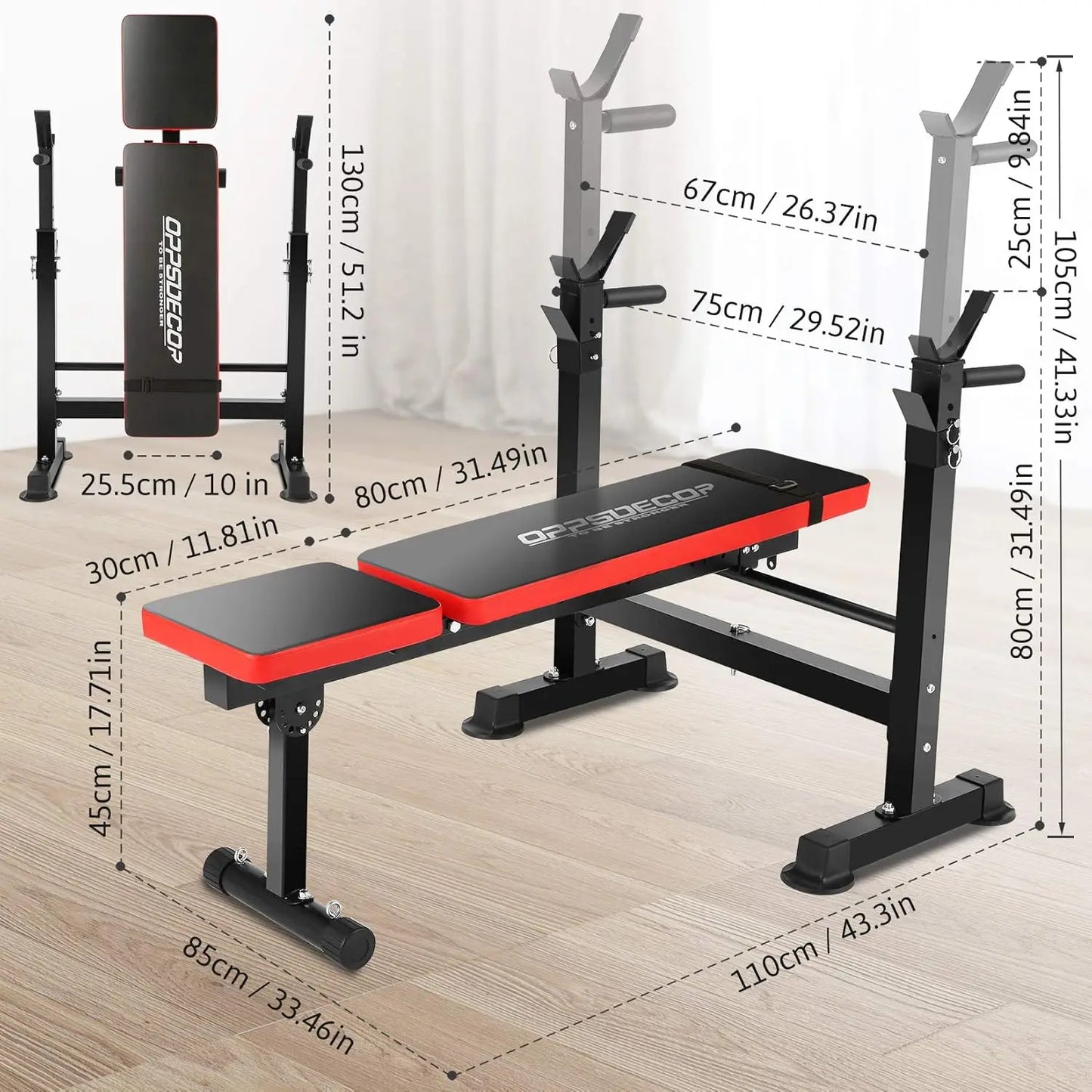 Adjustable Weight Bench Set With Squat Rack And Leg Developer