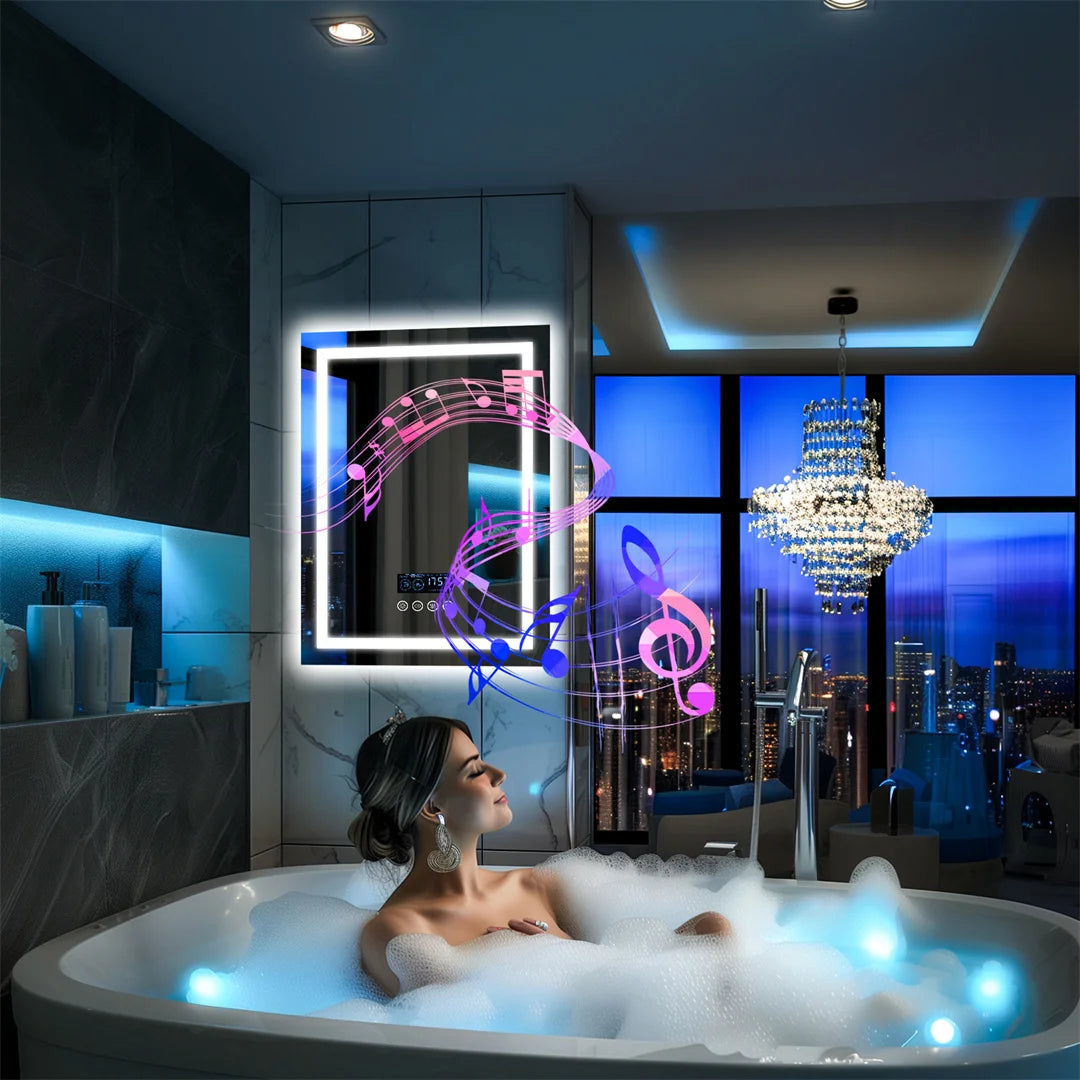 LUVODIC Illuminated Bluetooth Bathroom Mirror With Anti Fog LED And Speaker