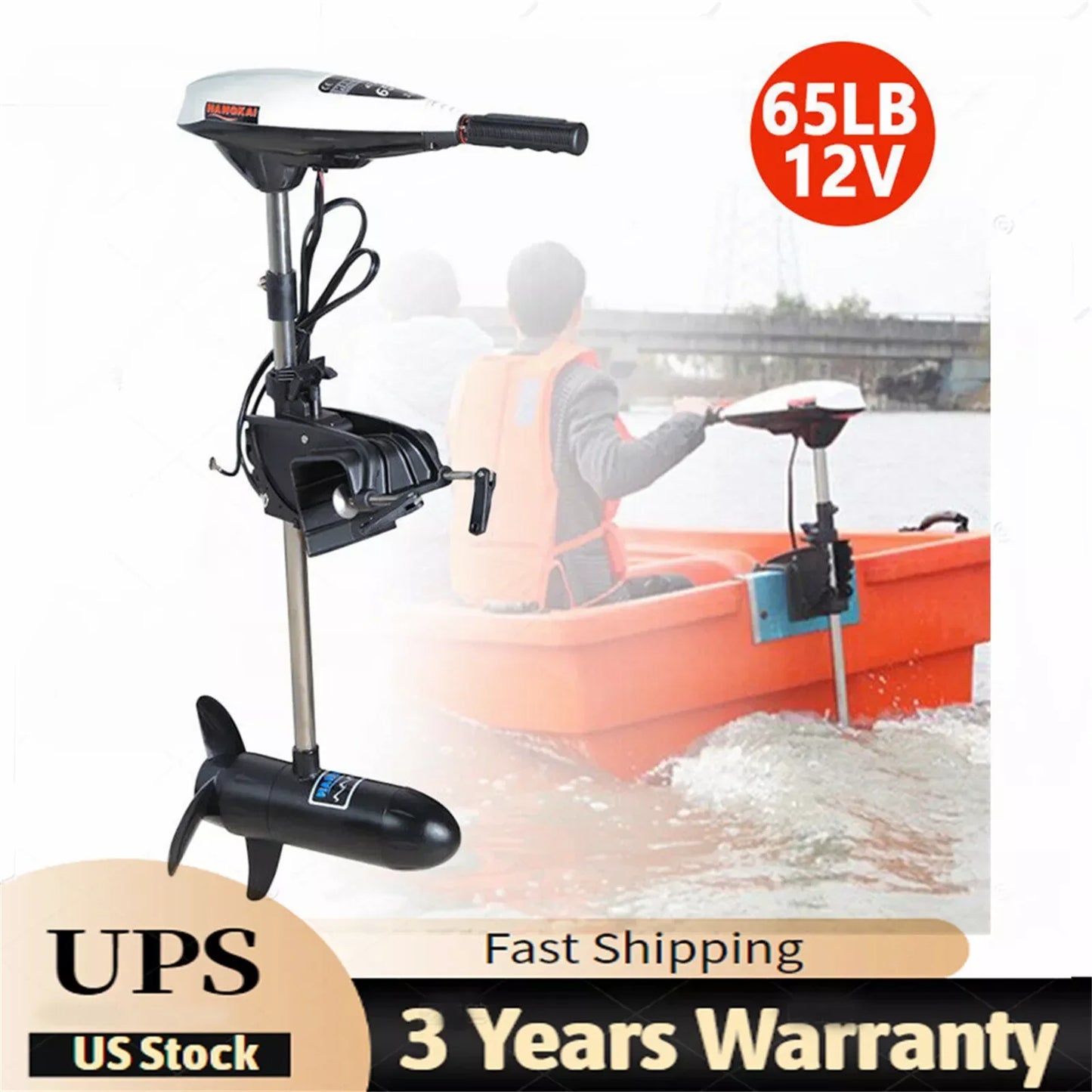 Electric Outboard Trolling Motor 12V Brush Motor for Fishing Boat