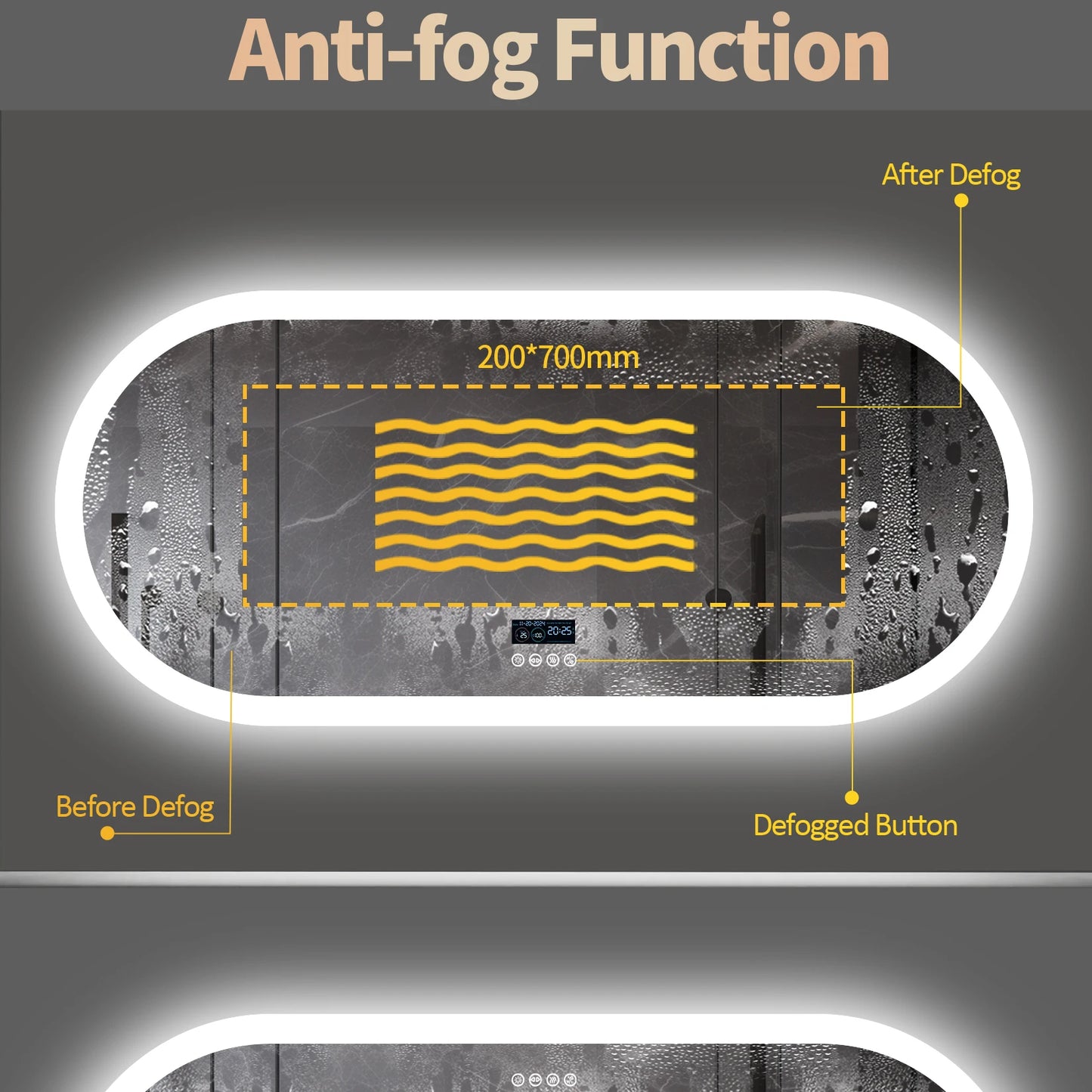 Wisfor Oval LED Bathroom Mirror With Lights 3 Color Temperature