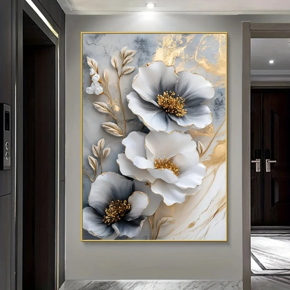 Hign-concerned Modern Luxury Floral Canvas Mural Framed Painting