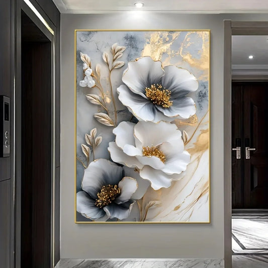Hign-concerned Modern Luxury Floral Canvas Mural Framed Painting