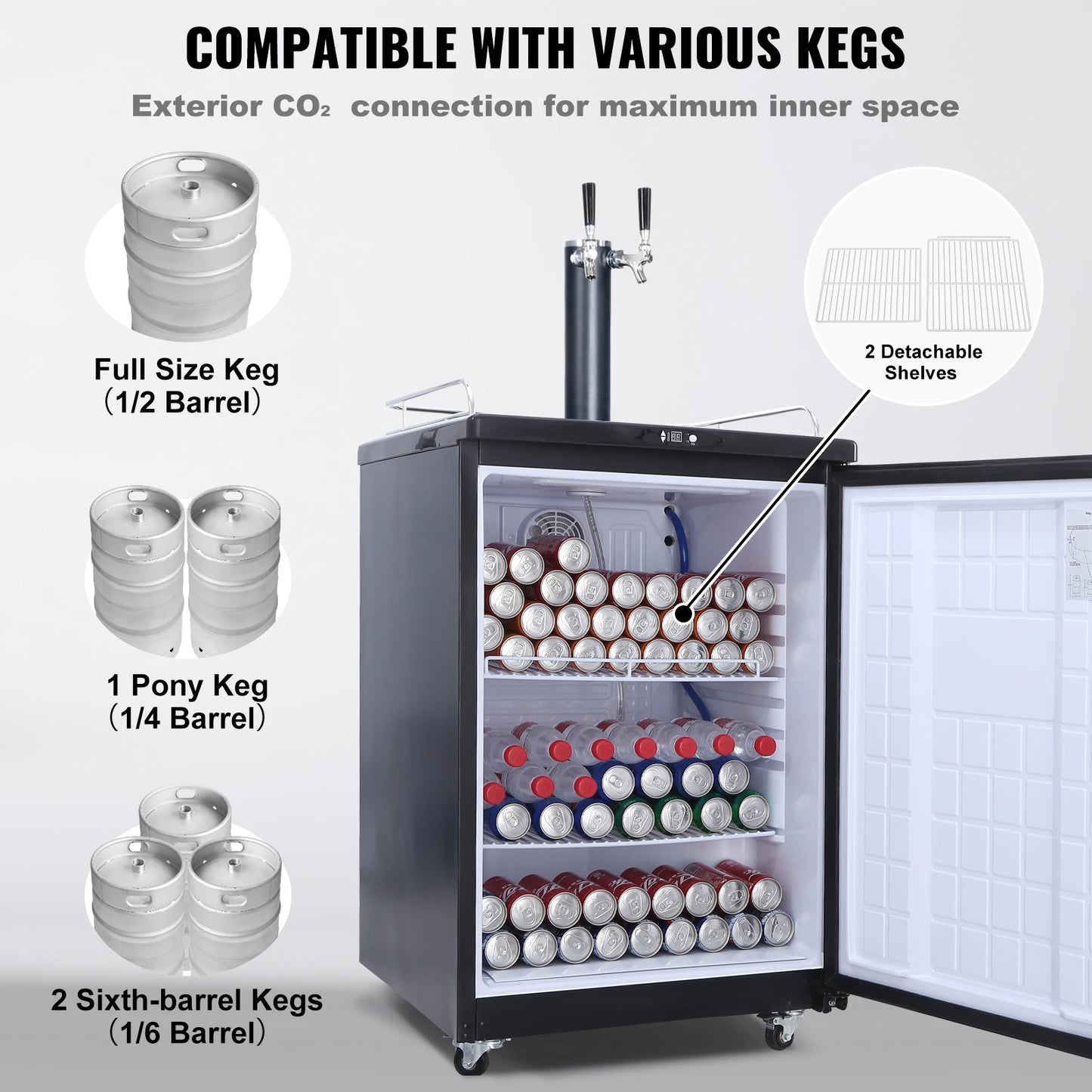 SucceBuy Electric Beer Kegerator Dual Tap For Commercial Use