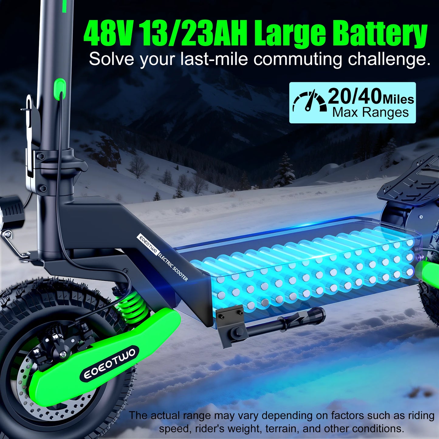 EOEOTWO GT06 Offroad Electric Scooter 1200W Dual Suspension 30MPH