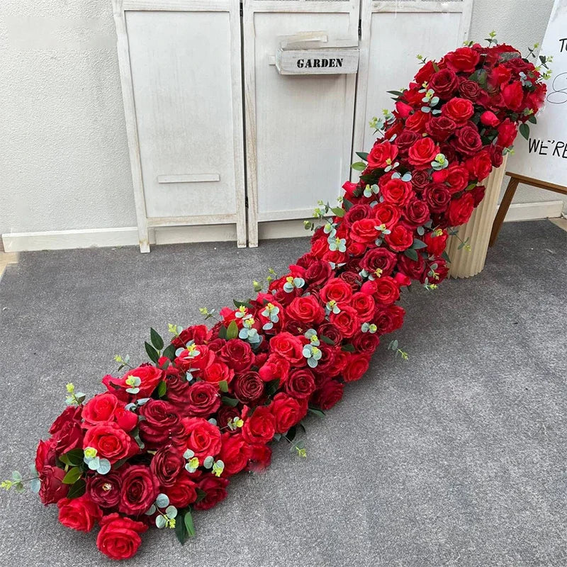 Artificial Rose Flower Runner For Tables Wedding Arch Backdrop Decor