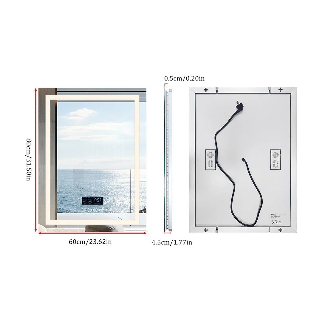 LUVODIC Illuminated Bluetooth Bathroom Mirror With Anti Fog LED And Speaker