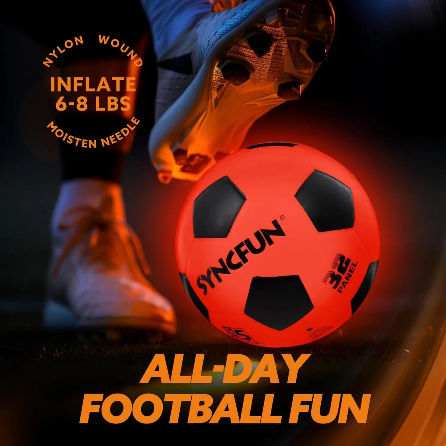Joyfy Glow In The Dark Light Up Soccer Ball LED Night Sports Gift
