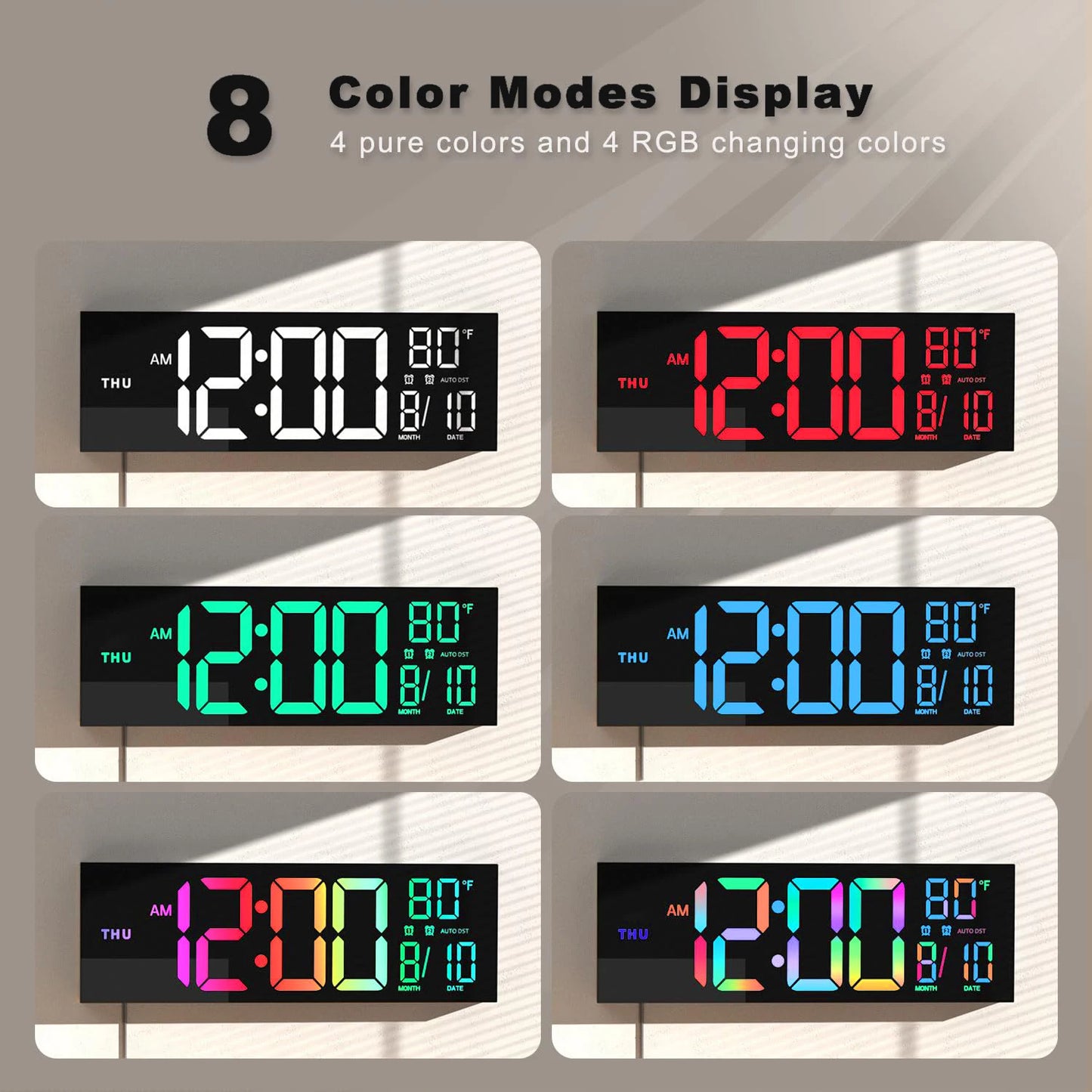 Hign-concerned Digital Wall Clock With Led Display And Remote