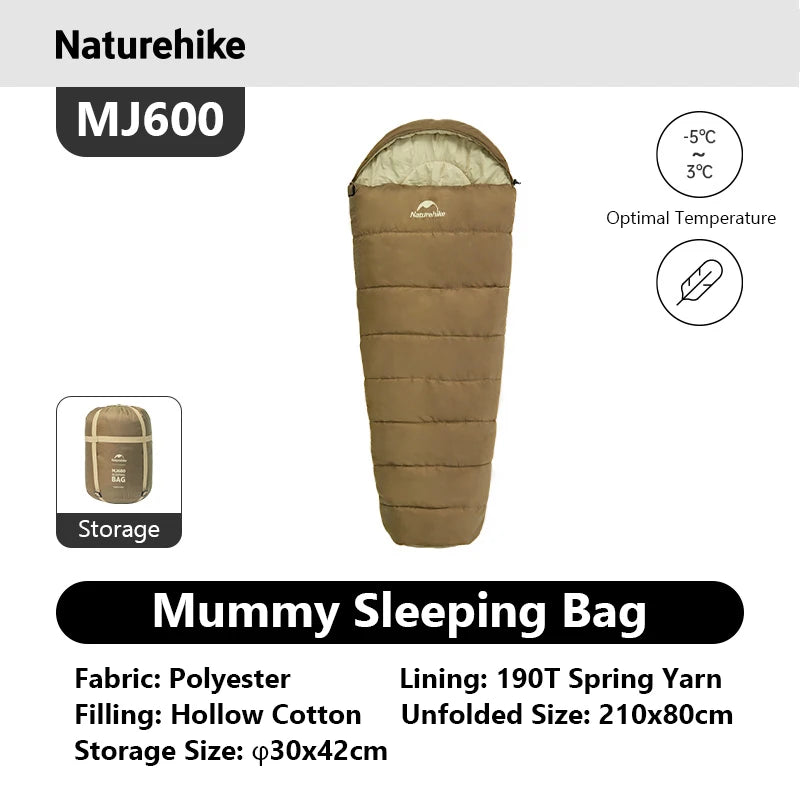 Naturehike Mummy Sleeping Bag MJ300 MJ600 Winter Warm For Adults