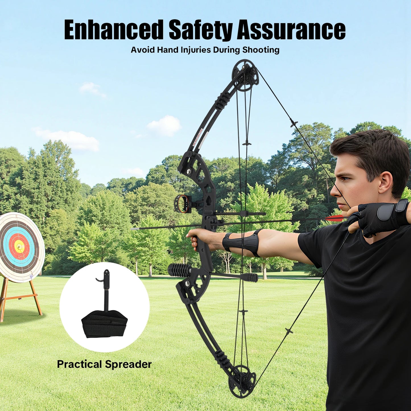 Right Hand Compound Bow Hunting Kit With 3 Pin Sight