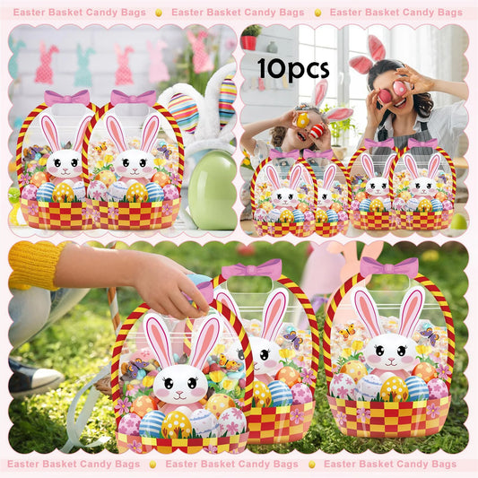 NONECN Easter Bunny Sealing Pouches With Handles Resealable Party Favor Bags