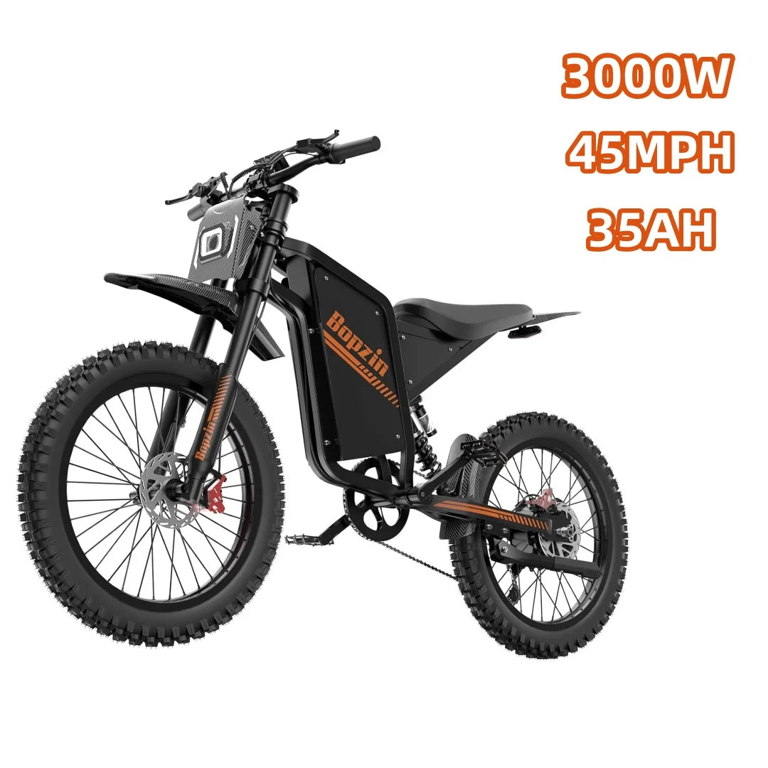 Bopzin Electric Dirt Bike for Adults 3000W 60V Full Suspension