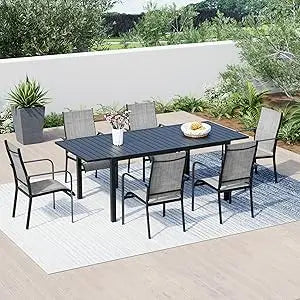 All Weather Rattan Patio Dining Set With Wood Table Top And Umbrella Hole