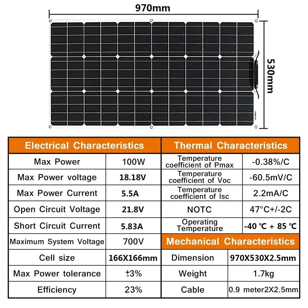 ASUNERGE 12V Flexible Waterproof Monocrystalline Solar Panel For RV