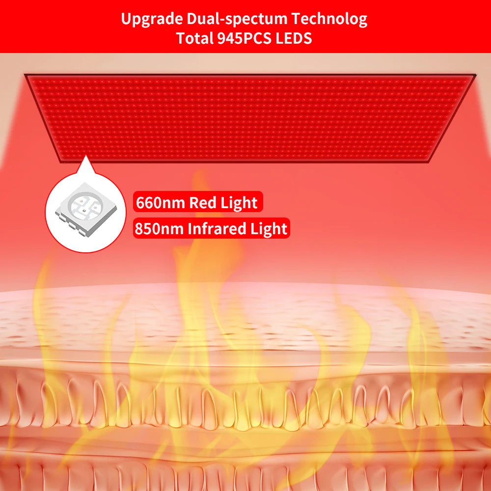 Red Light Therapy Mat For Whole Body 945 LEDs 660nm 850nm