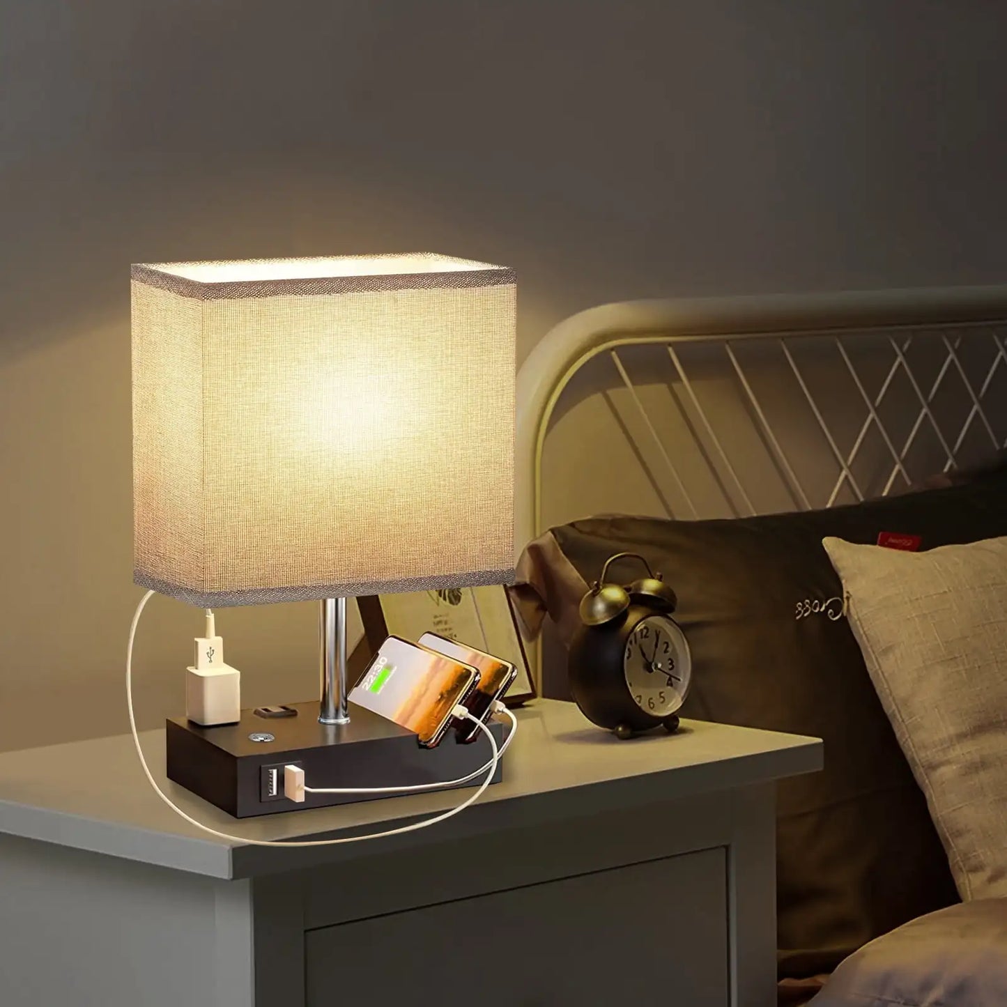 SZRSTH Bedside Lamp With Dual USB Charging Ports Dimmable