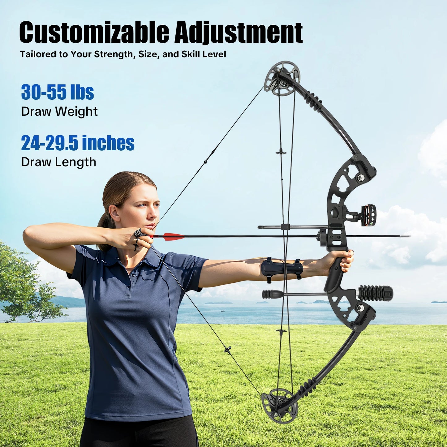 Right Hand Compound Bow Hunting Kit With 3 Pin Sight
