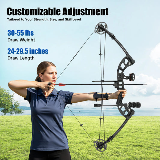 Right Hand Compound Bow Hunting Kit With 3 Pin Sight