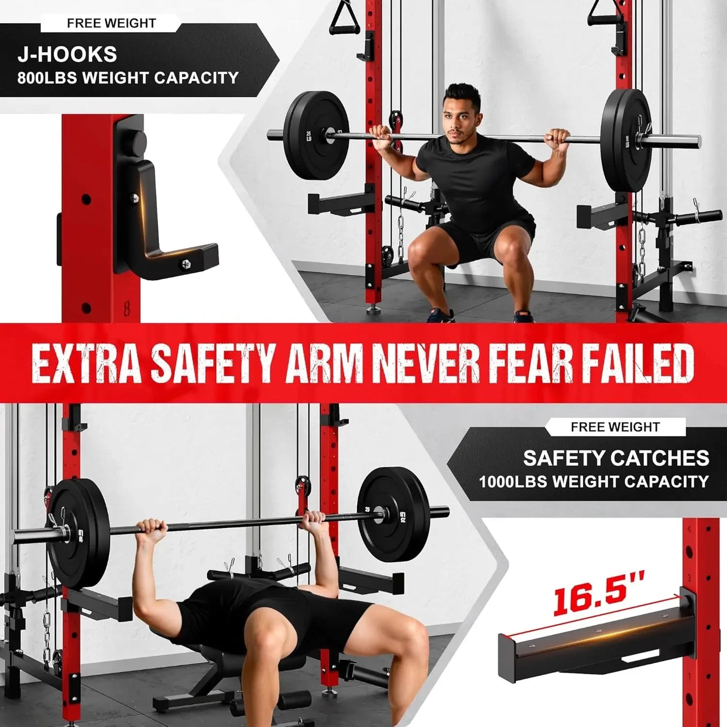 WM3 V4 Folding Wall Mounted Squat Rack Dual Pulley System