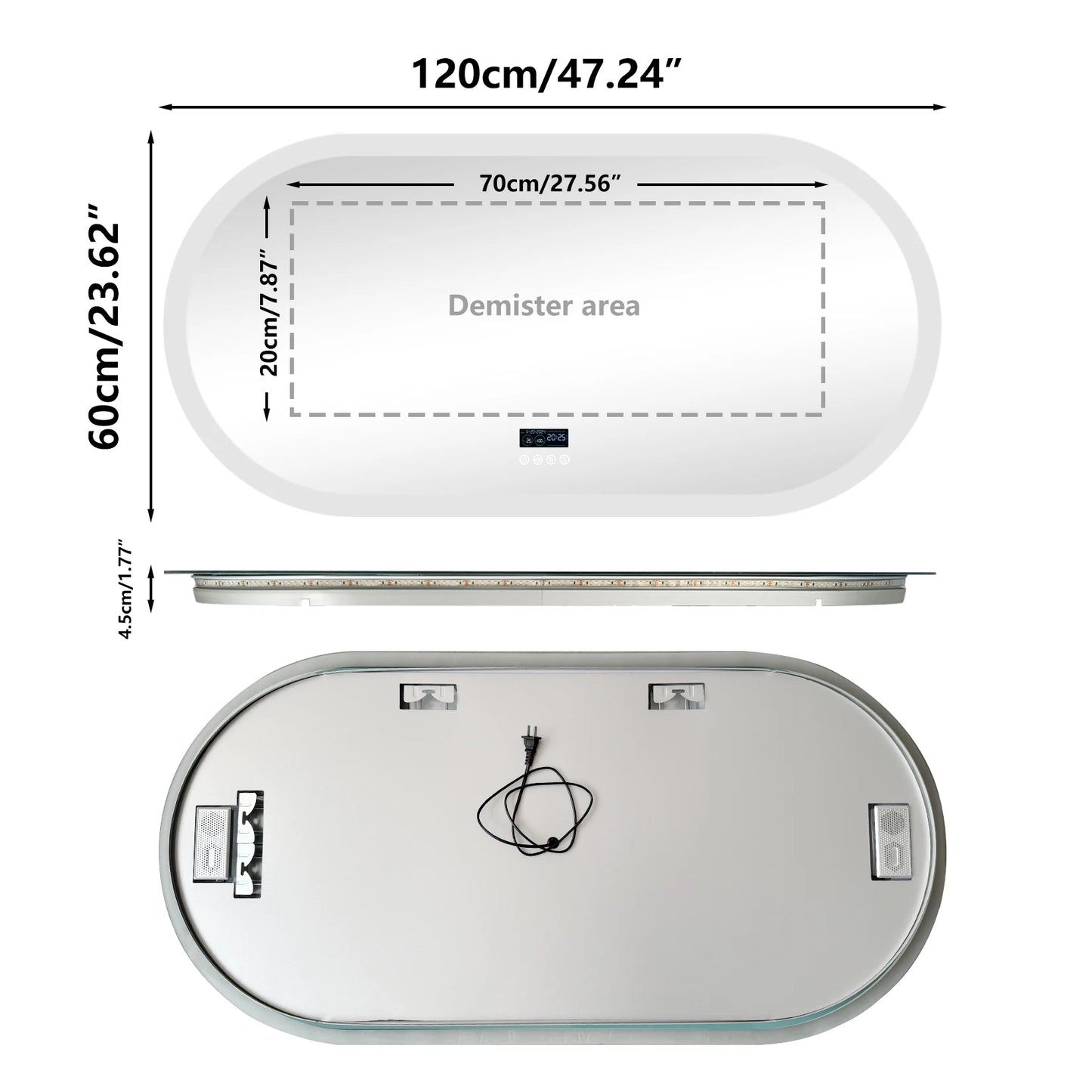 Wisfor Oval LED Bathroom Mirror With Lights 3 Color Temperature