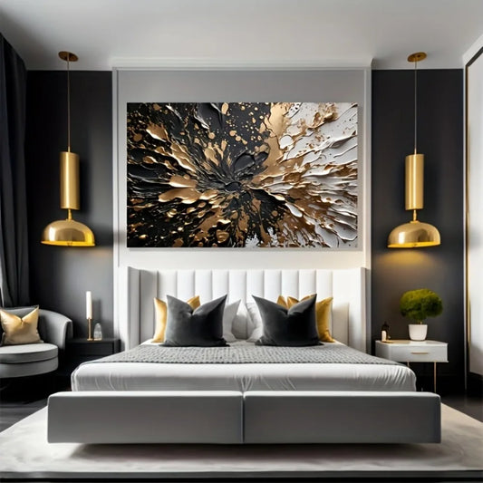 Hign-concerned Modern Abstract Ink Splash Wall Mural With Pine Frame