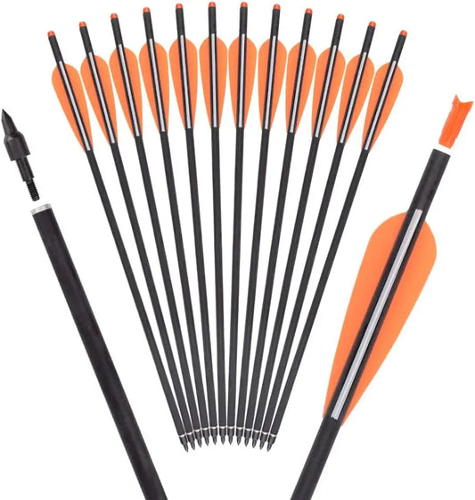 Nika Archery Carbon Crossbow Bolts With Vanes Pack 12