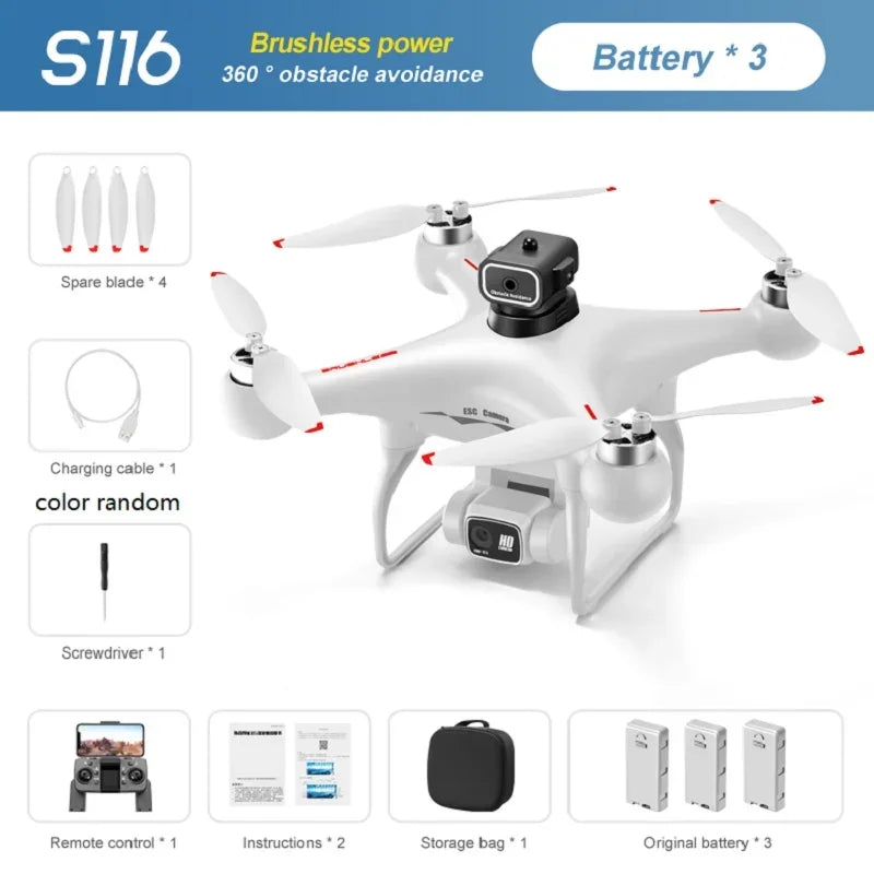 QJ S116 MAX Drone Pro with 8K Dual Camera 360 Obstacle Avoidance WiFi FPV