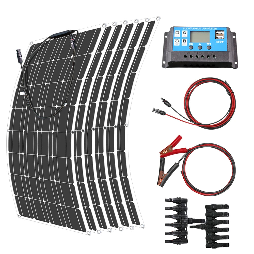 ASUNERGE 12V Flexible Waterproof Monocrystalline Solar Panel For RV