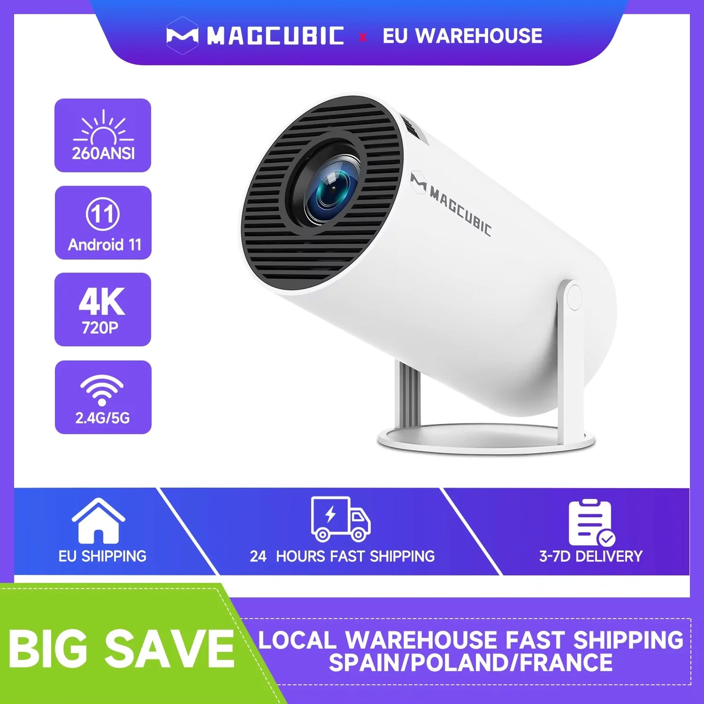 Magcubic Android 11 Projector WiFi 6 Home Theater Portable