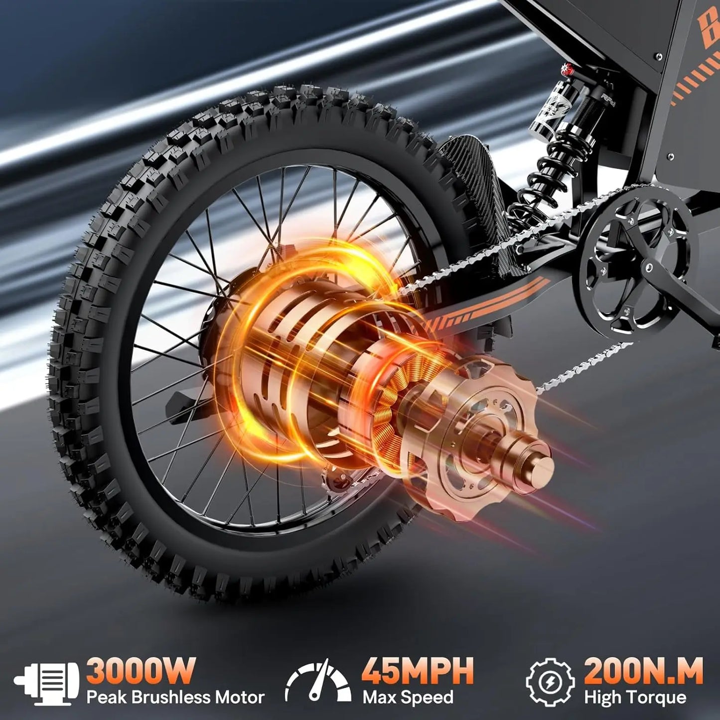 Bopzin Electric Dirt Bike for Adults 3000W 60V Full Suspension